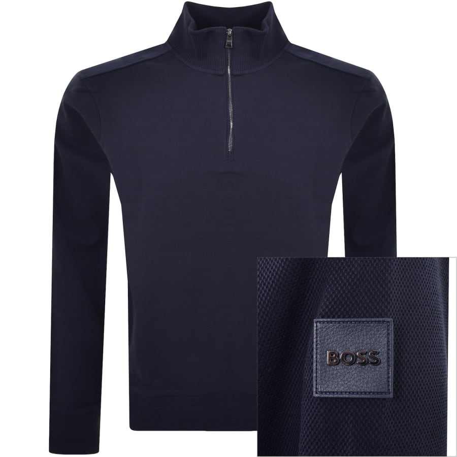 BOSS H Sidney 59 Quarter Zip Sweatshirt Navy Mainline Menswear
